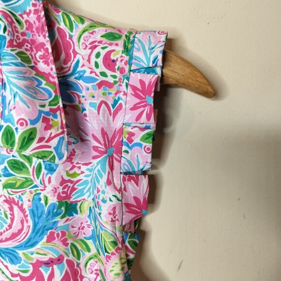 Gottex Floral Stretch Sleeveless Top Collared Colorful - Picture 5 of 9